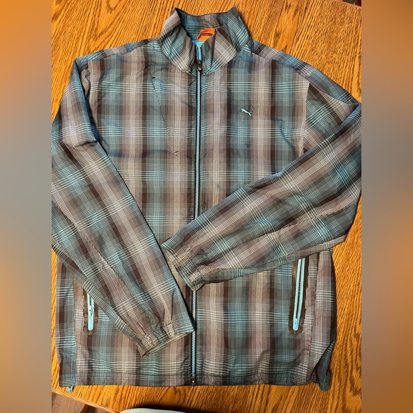 Puma Other - Puma Men's XL Blue and Gray Plaid Jacket